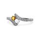 1 - Eleni Citrine and White Sapphire with Side Diamonds Bypass Ring 
