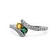 1 - Eleni Citrine and Emerald with Side Diamonds Bypass Ring 