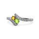 1 - Eleni Citrine and Peridot with Side Diamonds Bypass Ring 