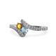 1 - Eleni Citrine and Aquamarine with Side Diamonds Bypass Ring 