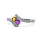 1 - Eleni Citrine and Amethyst with Side Diamonds Bypass Ring 