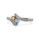 1 - Eleni Citrine and Blue Topaz with Side Diamonds Bypass Ring 