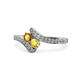 1 - Eleni Citrine and Yellow Sapphire with Side Diamonds Bypass Ring 