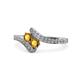 1 - Eleni Citrine with Side Diamonds Bypass Ring 