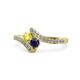 1 - Eleni Yellow and Blue Sapphire with Side Diamonds Bypass Ring 