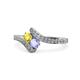 1 - Eleni Yellow Sapphire and Tanzanite with Side Diamonds Bypass Ring 