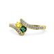1 - Eleni Yellow Sapphire and Emerald with Side Diamonds Bypass Ring 