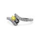 1 - Eleni Yellow Sapphire and Black Diamond with Side Diamonds Bypass Ring 