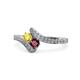 1 - Eleni Yellow Sapphire and Ruby with Side Diamonds Bypass Ring 