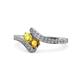 1 - Eleni Yellow Sapphire and Citrine with Side Diamonds Bypass Ring 
