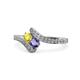 1 - Eleni Yellow Sapphire and Iolite with Side Diamonds Bypass Ring 