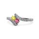 1 - Eleni Yellow Sapphire and Rhodolite Garnet with Side Diamonds Bypass Ring 
