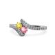 1 - Eleni Yellow Sapphire and Pink Tourmaline with Side Diamonds Bypass Ring 