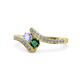 1 - Eleni Tanzanite and Emerald with Side Diamonds Bypass Ring 