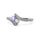 1 - Eleni Tanzanite and Diamond with Side Diamonds Bypass Ring 