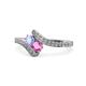 1 - Eleni Tanzanite and Pink Sapphire with Side Diamonds Bypass Ring 