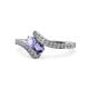 1 - Eleni Tanzanite and Iolite with Side Diamonds Bypass Ring 