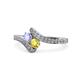 1 - Eleni Tanzanite and Yellow Sapphire with Side Diamonds Bypass Ring 