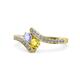 1 - Eleni Tanzanite and Yellow Sapphire with Side Diamonds Bypass Ring 