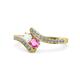 1 - Eleni White and Pink Sapphire with Side Diamonds Bypass Ring 