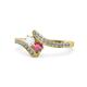 1 - Eleni White Sapphire and Rhodolite Garnet with Side Diamonds Bypass Ring 