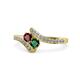 1 - Eleni Ruby and Emerald with Side Diamonds Bypass Ring 