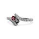 1 - Eleni Ruby and Black Diamond with Side Diamonds Bypass Ring 