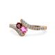 1 - Eleni Ruby and Pink Sapphire with Side Diamonds Bypass Ring 