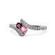 1 - Eleni Ruby and Pink Tourmaline with Side Diamonds Bypass Ring 