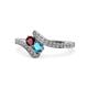 1 - Eleni Ruby and London Blue Topaz with Side Diamonds Bypass Ring 
