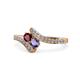 1 - Eleni Ruby and Iolite with Side Diamonds Bypass Ring 