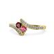 1 - Eleni Ruby and Rhodolite Garnet with Side Diamonds Bypass Ring 