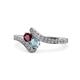 1 - Eleni Ruby and Aquamarine with Side Diamonds Bypass Ring 
