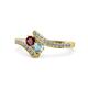1 - Eleni Ruby and Aquamarine with Side Diamonds Bypass Ring 