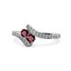1 - Eleni Ruby with Side Diamonds Bypass Ring 