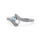 1 - Eleni Aquamarine and White Sapphire with Side Diamonds Bypass Ring 