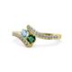1 - Eleni Aquamarine and Emerald with Side Diamonds Bypass Ring 