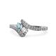 1 - Eleni Aquamarine and Diamond with Side Diamonds Bypass Ring 