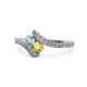 1 - Eleni Aquamarine and Yellow Sapphire with Side Diamonds Bypass Ring 