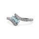 1 - Eleni Aquamarine with Side Diamonds Bypass Ring 