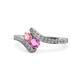 1 - Eleni Pink Tourmaline and Pink Sapphire with Side Diamonds Bypass Ring 