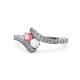 1 - Eleni Pink Tourmaline and White Sapphire with Side Diamonds Bypass Ring 