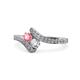 1 - Eleni Pink Tourmaline and Diamond with Side Diamonds Bypass Ring 