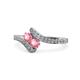 1 - Eleni Pink Tourmaline with Side Diamonds Bypass Ring 