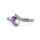 1 - Eleni Amethyst and White Sapphire with Side Diamonds Bypass Ring 