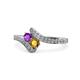1 - Eleni Amethyst and Citrine with Side Diamonds Bypass Ring 