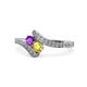 1 - Eleni Amethyst and Yellow Sapphire with Side Diamonds Bypass Ring 