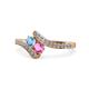 1 - Eleni Blue Topaz and Pink Sapphire with Side Diamonds Bypass Ring 