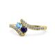 1 - Eleni Blue Topaz and Blue Sapphire with Side Diamonds Bypass Ring 