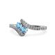 1 - Eleni Blue Topaz with Side Diamonds Bypass Ring 